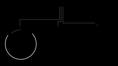 HUD elementlerin animasyonunu çerçeveler. Siyah arkaplan 4K videosunda beyaz çizgiler