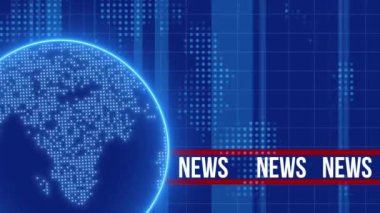 Mavi kürenin dönüşünün canlandırması, haber arkaplanı, 4K video