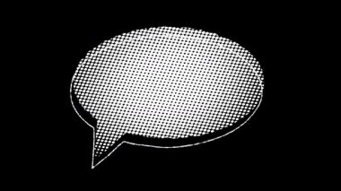  Siyah arkaplan 4K video üzerinde parlak bir yarım ton arkaplan ile beyaz konuşma balonu.