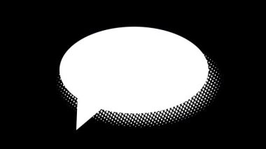 Siyah arka planı 4K olan parlak yarım tonlu beyaz bir konuşma balonu..