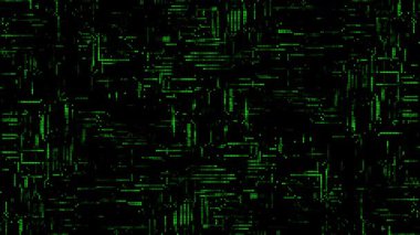Siyah zemin üzerinde yeşil neon parlaklığı dinamik parlak elektrik devresi 4K.