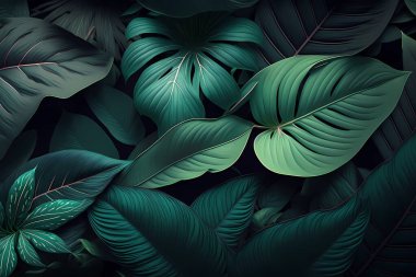 green leaves of monstera plants, flora and foliage background  
