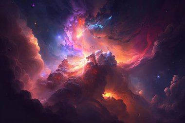 Soyut arkaplan. Güzel nebula ve galaksiler uzayda 