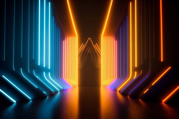 Neon Lichten Abstracte Achtergrond Rendering — Stockfoto