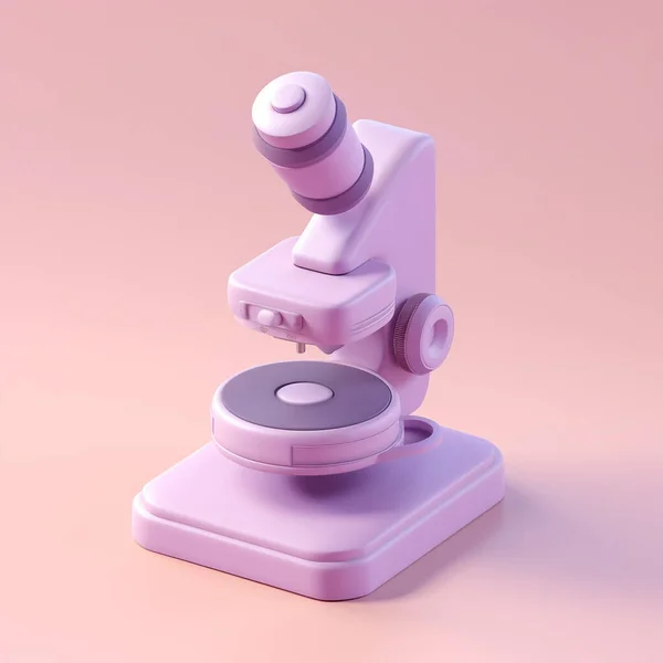 Microscopio Sobre Fondo Rosa Renderizado — Foto de Stock