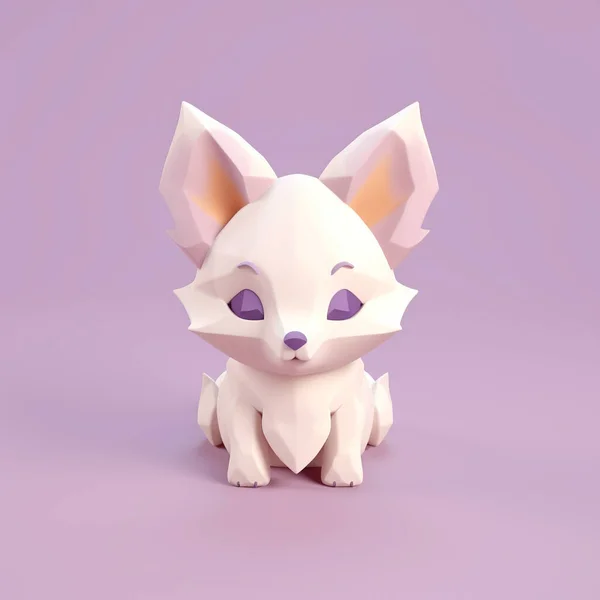 Render Cute Cartoon Fox Purple Background — Stock Photo, Image