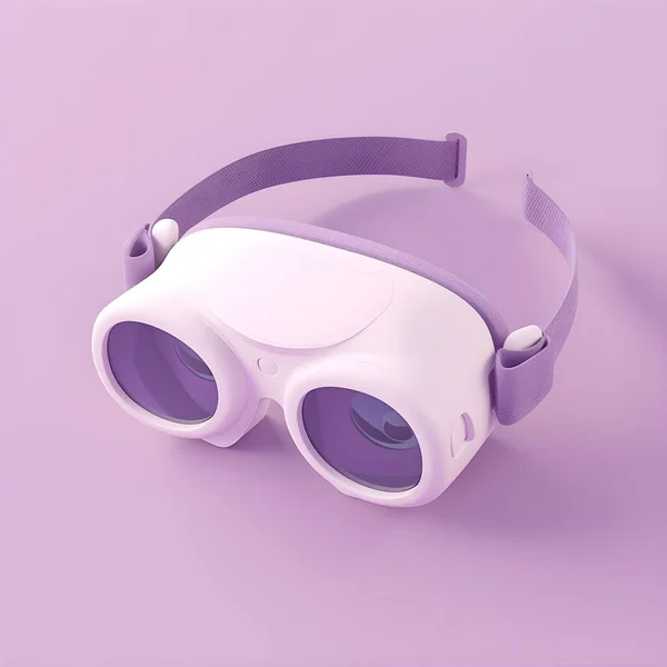 紫色背景的现代Vr护目镜3D渲染 — 图库照片