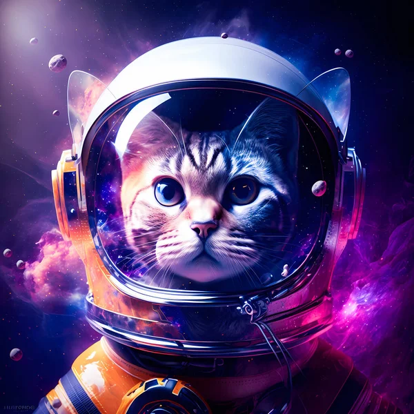 Katt Djur Astronaut Rymden — Stockfoto