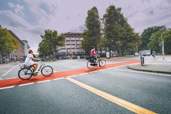 July 2022 Munster Germany Cyclists Ride Bike Path Streets City — Stock Photo, Image