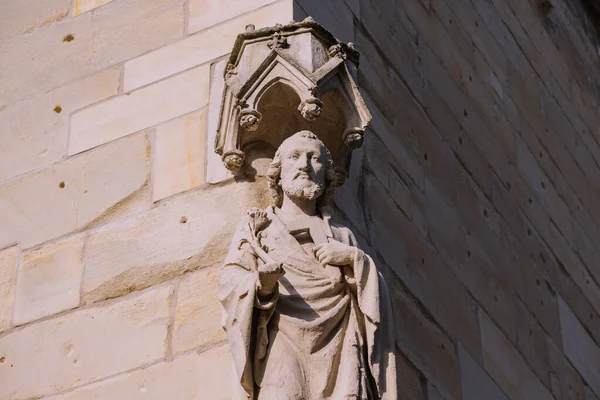 Juli 2022 Munster Tyskland Religiösa Statyer Och Skulpturer Fasaden Gotisk — Stockfoto