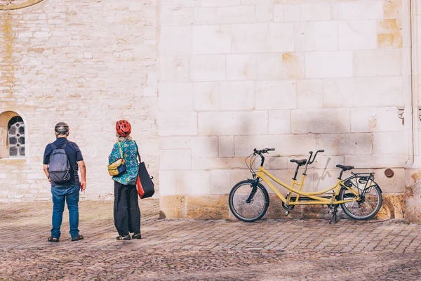 Липня 2022 Року Манстер Німеччина Старше Подружжя Прибуло Тандемний Велосипед — стокове фото