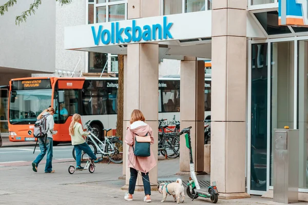 Juli 2022 Munster Tyskland Volksbanks Bankkontor Stadens Gata Finansiellt System — Stockfoto
