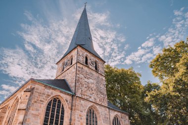 Bakan Dom Katedrali ya da Kilise manzarası - popüler Essen şehri manzarası. Almanya 'nın seyahat işaretleri