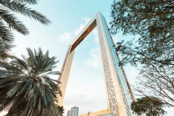 Január 2023 Eae Dubai Dubai Keret Feltűnő Arany Színű Lenyűgöző — Stock Fotó