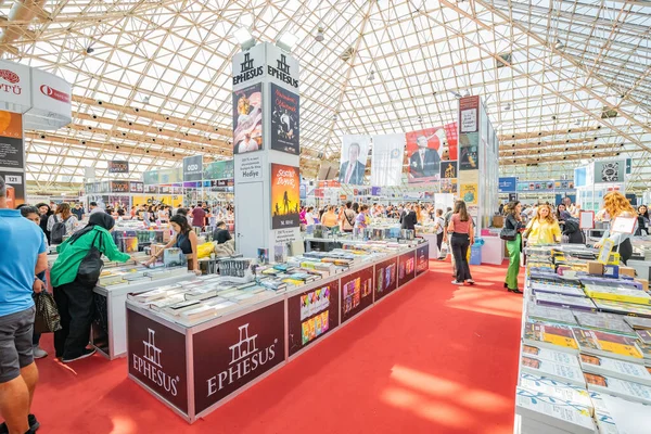 stock image 28 October 2022: Antalya, Turkey: People at turkish books fair and festival. Literature sale and education concept