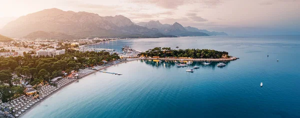 Kvällens Panorama Över Kemer Resort Stad Turkiets Kust Charm Med — Stockfoto