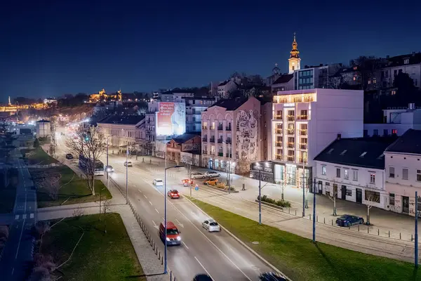 Dezember 2023 Belgrad Serbien Eine Faszinierende Stadtlandschaft Bei Nacht Deren lizenzfreie Stockbilder