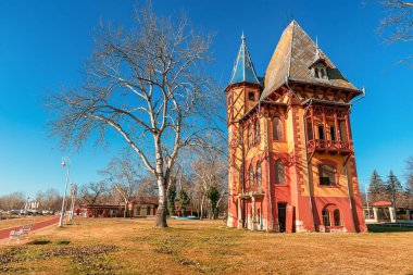 Palic Gölü 'nün seti boyunca uzanan büyüleyici Baykuş Kulesi mimarisi ziyaretçiler için manzaralı bir zemin oluşturuyor..