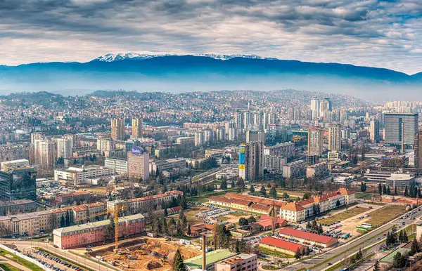 Marzo 2024 Sarajevo Bosnia Herzegovina Encanto Ciudad Sarajevo Desde Arriba Imagen De Stock