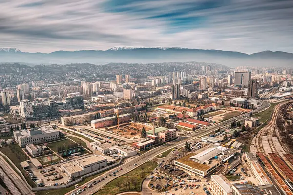 Міський Пейзаж Сараєво Значно Розгортається Точки Зору Пропонуючи Приголомшливий Фон Ліцензійні Стокові Фото