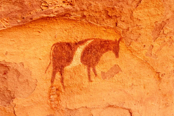 Prehistoric Petroglyphs Rock Art Famous Prehistoric Rock Paintings Tadrart Rouge — Foto de Stock