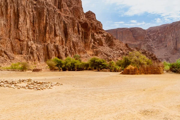 Pueblo Tuareg Cabañas Redondas Dependencias Construidas Una Manera Tradicional Caña — Foto de Stock