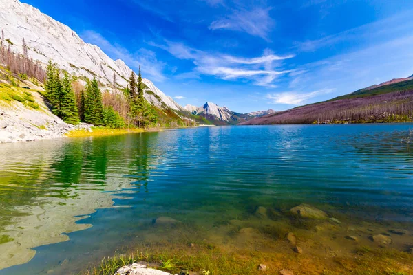 stock image The Rocky Mountains. Medicine Lake. Jasper National Park, Alberta, Canada