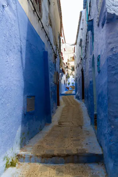 Μπλε Πόλη Γραφικά Στενά Δρομάκια Και Σοκάκια Της Medina Chefchaouen — Φωτογραφία Αρχείου