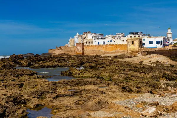 Rocky Atlantic Coast Fortified Walls Coastal City Essaouira Morocco Africa — Stock Photo, Image