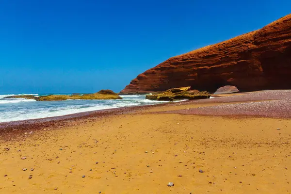 Spectacular Natural Red Arch Atlantic Ocean Coast Legzira Lagzira Gzira — Stock Photo, Image