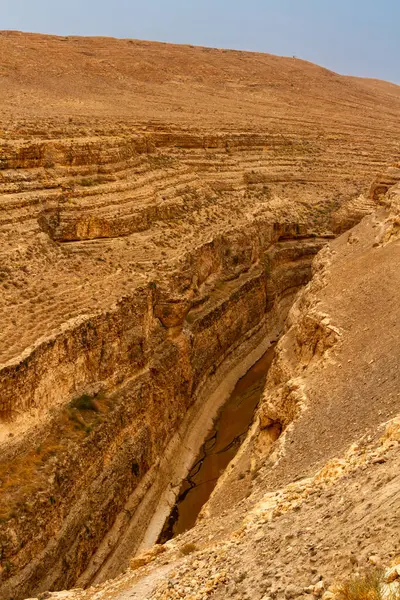 Захватывающий Пустынный Каньон Горах Атласа Мидес Тунис Африка Стоковое Фото