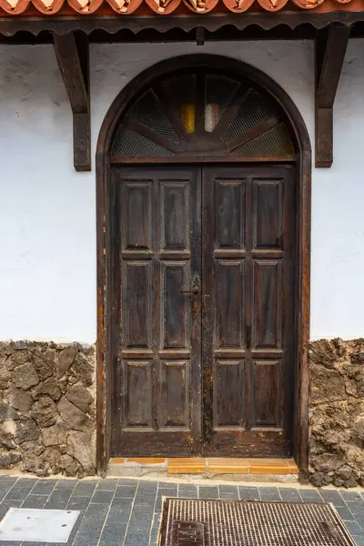 Urban Architecture Background Old Wooden Door Fuerteventura Canary Islands Spain Stock Image