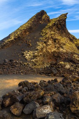 Cuervo volkanı (Caldera de los Cuervos). Lanzarote, Kanarya Adaları, İspanya, Avrupa