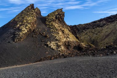 Cuervo volkanı (Caldera de los Cuervos). Lanzarote, Kanarya Adaları, İspanya, Avrupa
