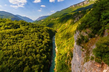 Tara Nehri Kanyonu, Karadağ 'ın en uzun kanyonu ve Avrupa' nın en derin nehir kanyonu olarak da bilinir. Dumitor Ulusal Parkı, Karadağ. Balkanlar