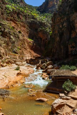 Fas manzarası. Oum-Rbia nehri kaynaklarından biri. Aguelma Azigza Ulusal Parkı, Khenifra, Orta Atlas Dağları, Fas
