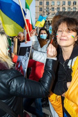 KYIV, UKRAINE - 28 Ekim 2022: İran 'ın Ukrayna' ya karşı Rusya 'nın Ukrayna ile olan savaşına katılımını protesto
