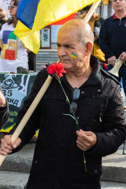 KYIV, UKRAINE - 28 Ekim 2022: İran 'ın Ukrayna' ya karşı Rusya 'nın Ukrayna ile olan savaşına katılımını protesto