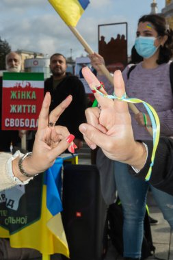 KYIV, UKRAINE - 28 Ekim 2022: İran 'ın Ukrayna' ya karşı Rusya 'nın Ukrayna ile olan savaşına katılımını protesto