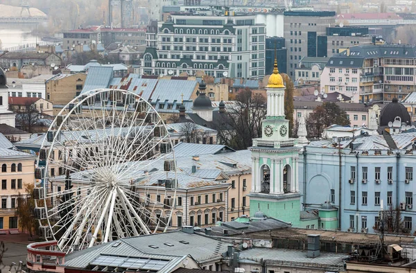 Kyiv Ukraine Nov 2022 Top View Ferris Wheel Houses City — Stock Photo, Image