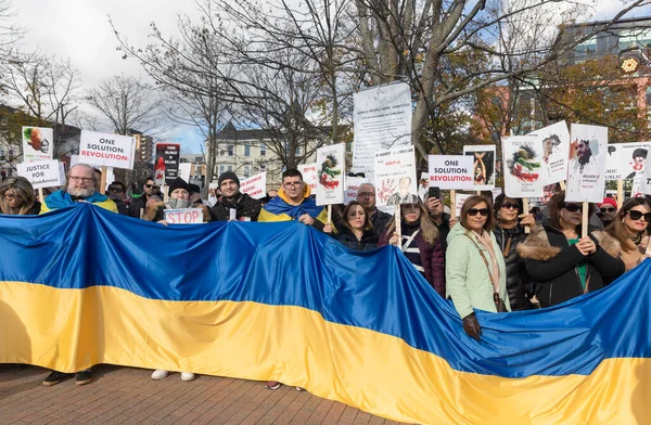 Halifax Kanada Listopada 2022 Wspólny Irańsko Ukraiński Wiec Wspierający Ludzi — Zdjęcie stockowe