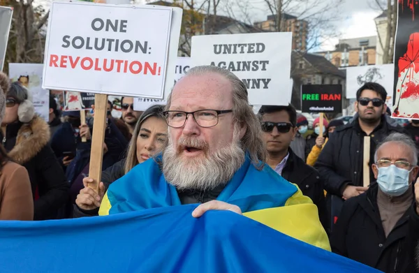 Halifax Kanada November 2022 Gemensam Iransk Ukrainsk Demonstration Till Stöd — Stockfoto