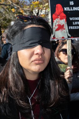 Halifax, Kanada - 19 Kasım 2022: İran ve Ukrayna 'daki halka destek amaçlı ortak İran-Ukrayna mitingi