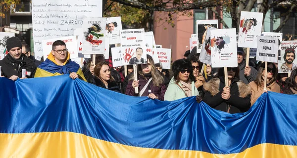 Halifax Kanada November 2022 Gemensam Iransk Ukrainsk Demonstration Till Stöd — Stockfoto