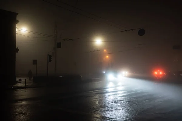 Die Straßen Der Ukrainischen Hauptstadt Kiew Werden Während Des Stromausfalls — Stockfoto
