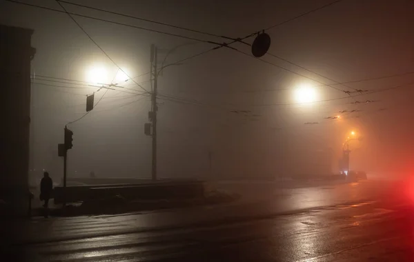 Las Calles Capital Ucrania Kiev Durante Apagón Están Iluminadas Por — Foto de Stock