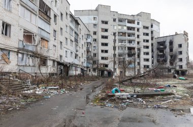 Scars of war. Destroyed houses in Borodyanka, Kyiv Region, as a result of a rocket attack by Russian invaders.