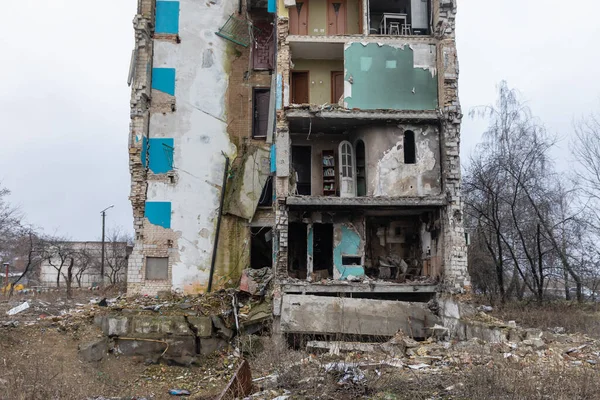 Scars of war. Destroyed houses in Borodyanka, Kyiv Region, as a result of a rocket attack by Russian invaders.
