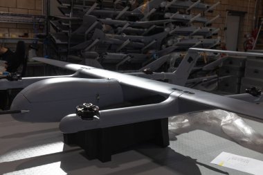 Cyprus, Cyprus - Feb. 20, 2023: War of Russia against Ukraine. Production of Poseidon reconnaissance drones for Ukrainian armed forces