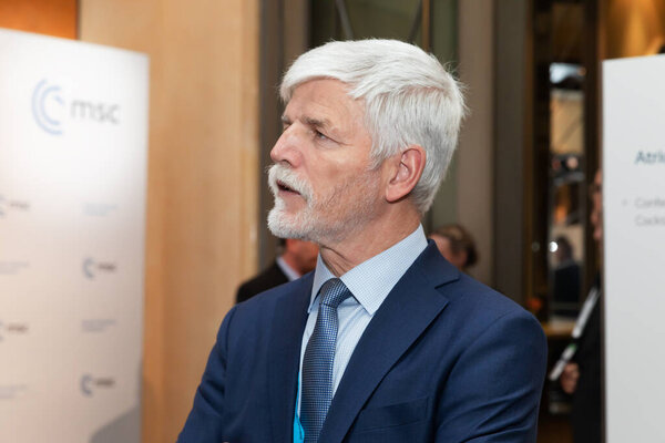 Мюнхен, Германия - 18 февраля 2023 года: Президент Чехии Петр Павел на Мюнхенской конференции по безопасности. Международная конференция MSC является ведущим форумом для обсуждения международной политики безопасности